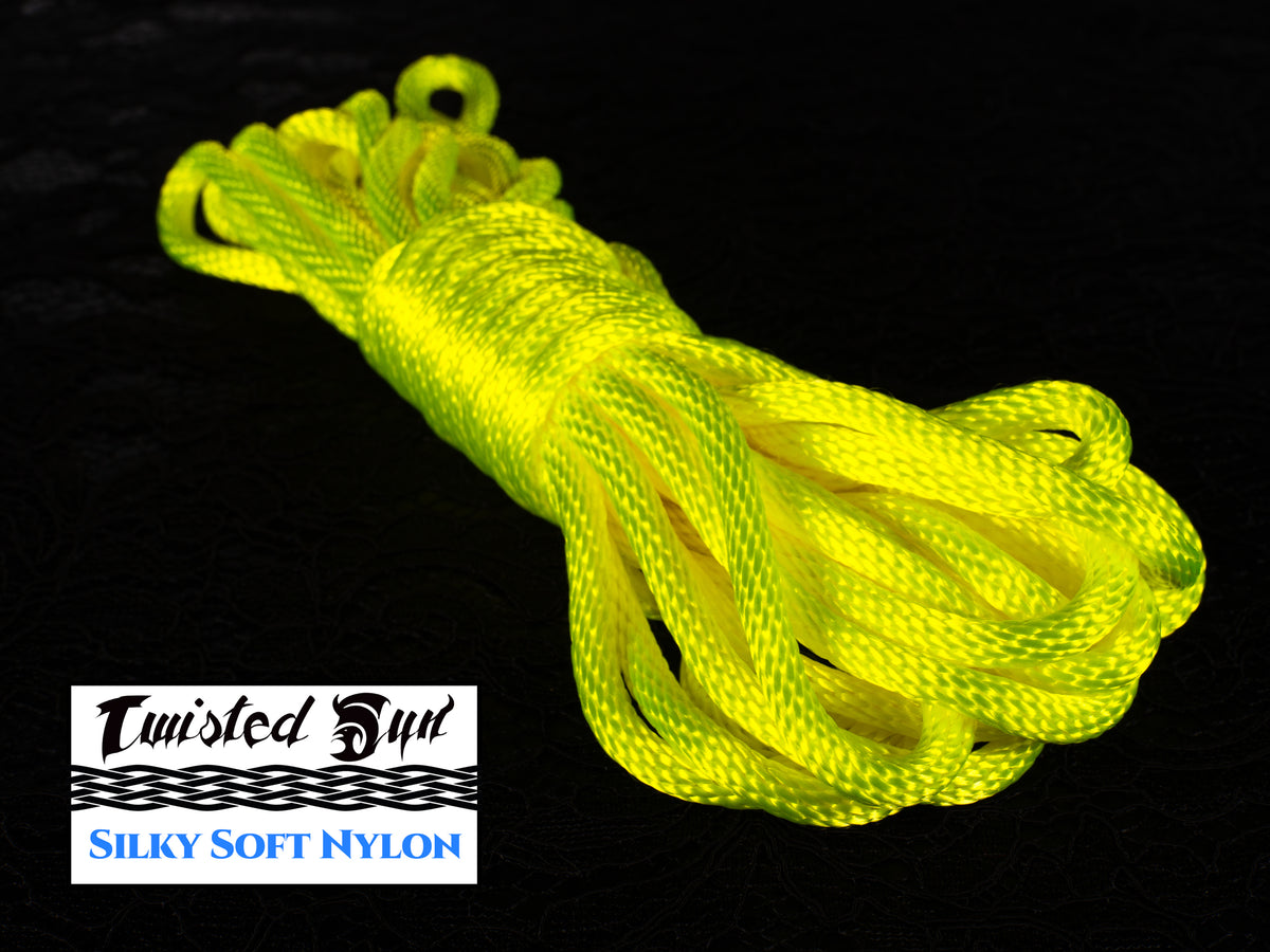 Starlight Yellow (Blacklight/UV) Nylon Bondage Rope 1/4 6mm - Twisted Syn