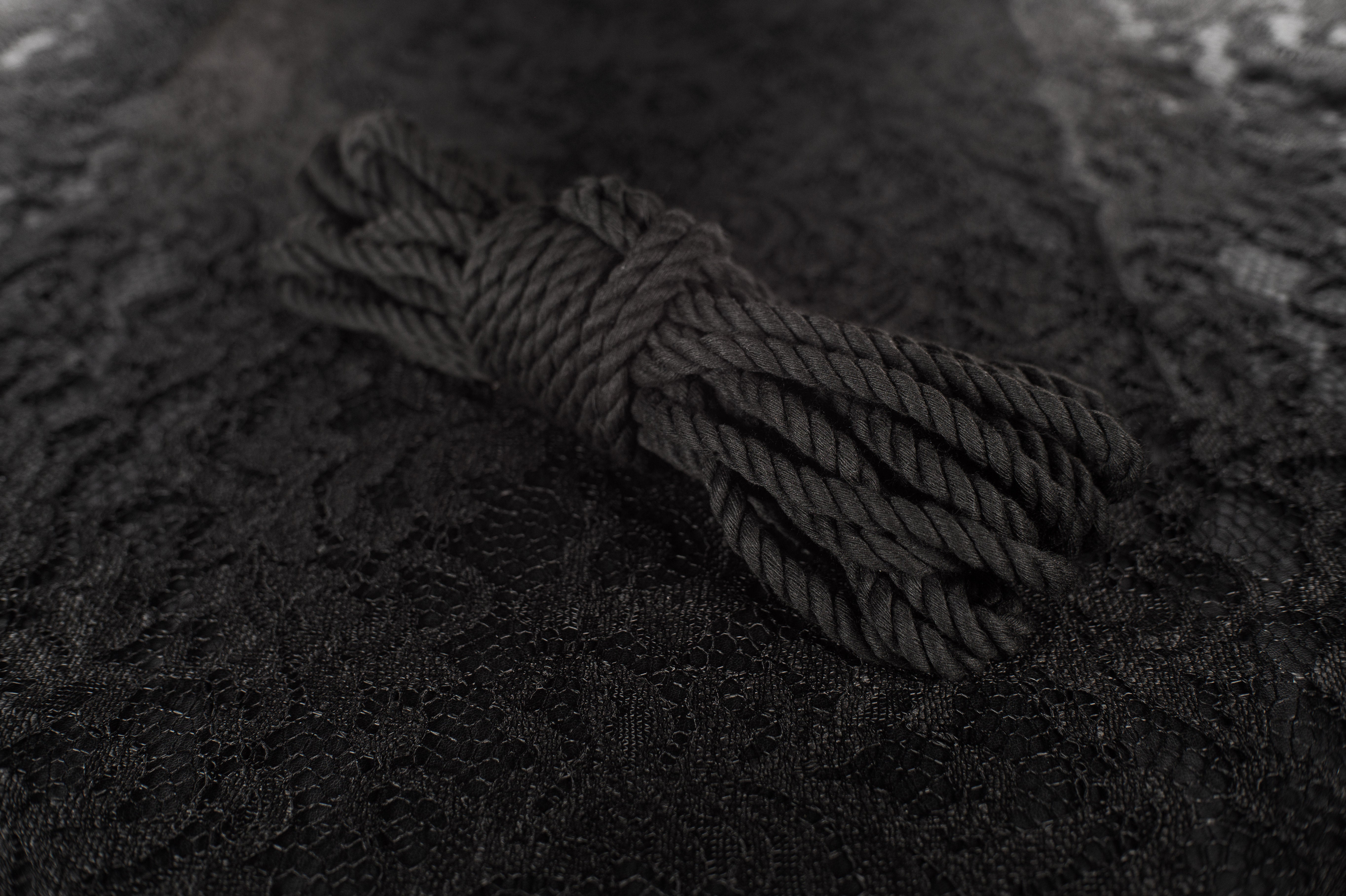 100+ ft hand dyed cotton shibari rope - black good & dark grey